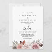 Invitation Rose Rustique Gold Floral Calligraphie Boda Mariag (Devant)