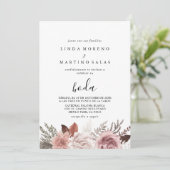 Invitation Rose Rustique Gold Floral Calligraphie Boda Mariag (Debout devant)