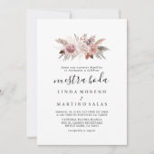Invitation Rose Rustique Gold Floral Calligraphie Nuestra Bod (Devant)