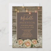 Invitation Rose rustique Lace Mason Jar Lumière FÊTE DES MARI (Devant)