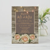 Invitation Rose rustique Lace Mason Jar String Fiançailles (Debout devant)