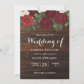 Invitation Rose rustique Marsala Floral Automne Mariage roman (Devant)