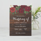 Invitation Rose rustique Marsala Floral Automne Mariage roman (Debout devant)