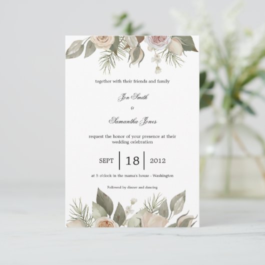 Invitation Rose rustique, rose (Debout devant)