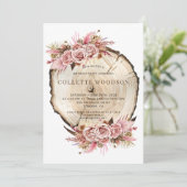 Invitation Rose Rustique Rose et Bois Noir (Debout devant)