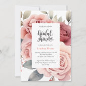 Invitation Rose Rustique Rose Fête des mariées Feuille (Devant)