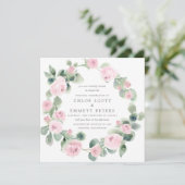 Invitation Rose Rustique Rose Floral Eucalyptus Mariage (Debout devant)