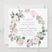 Invitation Rose Rustique Rose Floral Eucalyptus Mariage (Devant)