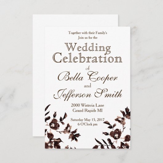 Invitation Rose rustique vintage (Devant / Derrière)