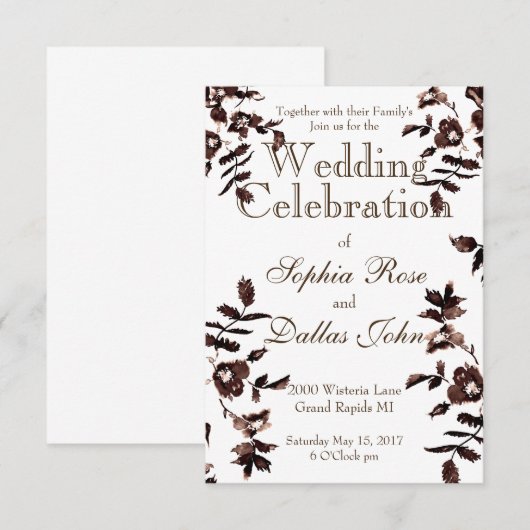 Invitation Rose rustique vintage (Devant / Derrière)