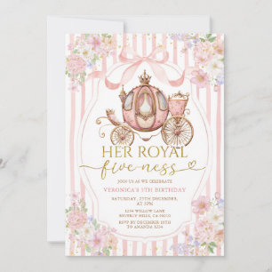 Invitation Rose Sa Royale cinquième anniversaire Nœud Coquett