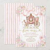 Invitation Rose Sa Royale cinquième anniversaire Nœud Coquett (Devant / Derrière)