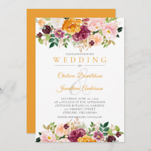 Invitation Rose safran, rose, bordeaux Mariage