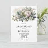 Invitation Rose Sage Green Peony Green Bachelorette Party (Debout devant)