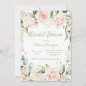 Invitation Rose & Sage Vert Floral Elégante Fête des mariées (Devant)