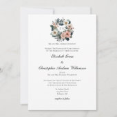 Invitation Rose Sage Vert Floral Monogramme Mariage élégant (Devant)