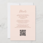 Invitation Rose sarcelle or faux mariage à code QR rose poudr (Dos)