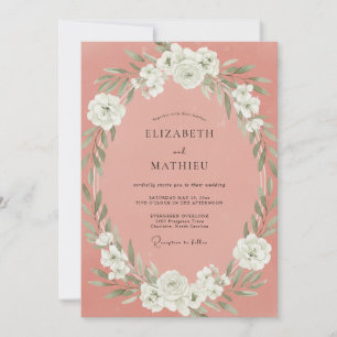 Invitation Rose Saumon Mariage Printanier Raffiné