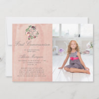 rose saumon marsala floral première communion