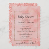 Invitation Rose saumon pailleté cœur amour (Devant / Derrière)