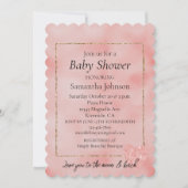 Invitation Rose saumon pailleté cœur amour (Devant)