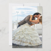 Invitation Rose saumon rayure chevron photo mariage (Dos)