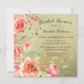 Invitation Rose sauvage Aquarelle Florale Fête des mariées Ca (Devant)