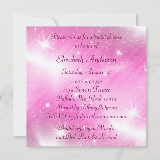 Invitation Rose scintillement Rose Baby Shower (Devant)