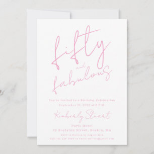 Invitation Rose Script Minimal Cinquante & Incroyable 50e Ann