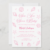 Invitation Rose Sea You Soon Fête de Bébé Côtière (Devant)