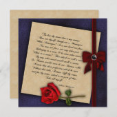 Invitation Rose shakespearien Mariage gothique (Devant / Derrière)