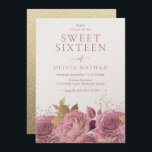 Invitation Rose Shimmer Rose Floral Sweet 16 Party<br><div class="desc">Chimmer rose Rose Floral Sweet 16 Party Invitation Voir la collection correspondante dans notre magasin de niche et de niche</div>