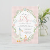 Invitation Rose Silly Goose Floral En vichy premier anniversa (Debout devant)