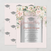 Invitation Rose Silver Grad Casquette gradué gradué (Devant / Derrière)