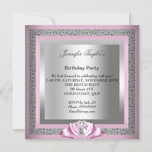 Invitation Rose Silver Grey Chaussure à talon haute Chaussure (Dos)