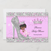 Invitation Rose Silver High Heel Princess Baby shower Ethniqu (Devant)