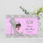 Invitation Rose Silver High Heel Princess Baby shower Ethniqu (Debout devant)