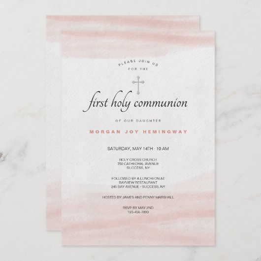 Invitation Rose Simple (Devant / Derrière)