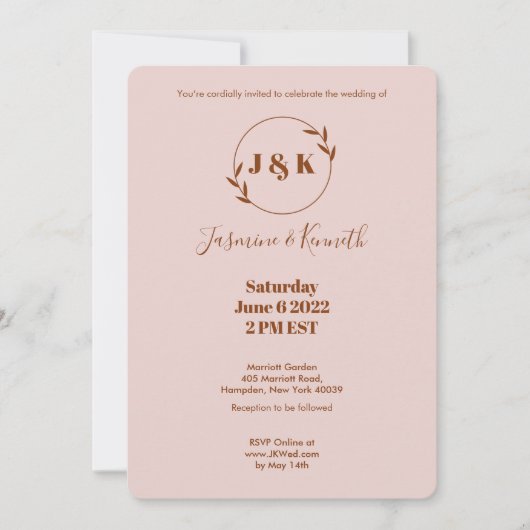 Invitation Rose Simple (Devant)