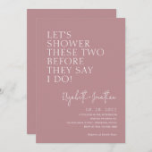 Invitation Rose simple douche à deux  rose (Devant / Derrière)