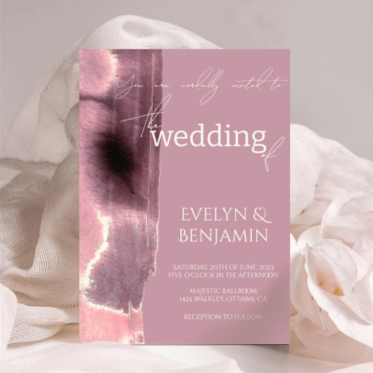 Invitation Rose simple Dusty Mauve Mariage