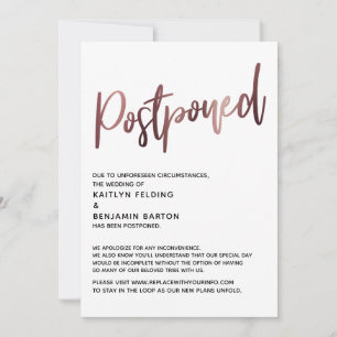 Invitation Rose simple écriture manuscrite or Postponponton M