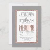Invitation Rose simple Gold Frame Ardoise gris Mariage (Devant)