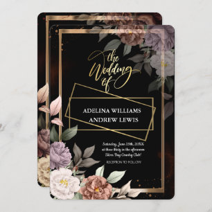 Invitation Rose simple minimaliste, Mariage de trame or