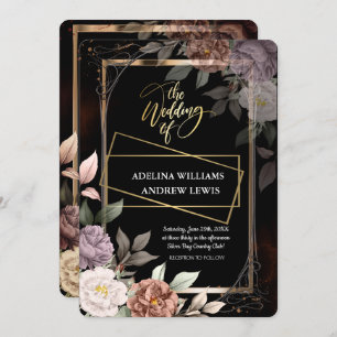 Invitation Rose simple minimaliste, Mariage de trame or