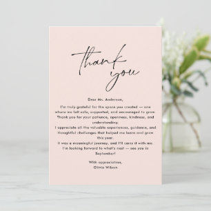 Invitation Rose Simple, Moderne Merci Professeur