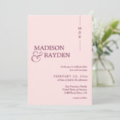 Invitation Rose simple moderne Monogramme rose Mariage photo (Debout devant)