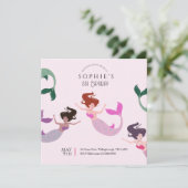 Invitation Rose sous la mer Sirène Anniversaire (Debout devant)