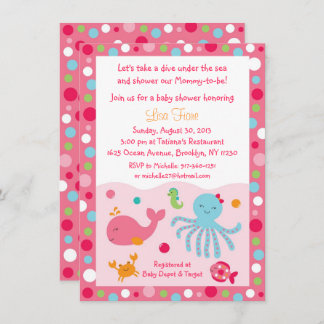 Invitation Rose sous le baby shower de mer