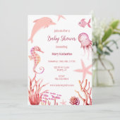 Invitation Rose sous le baby shower marin (Debout devant)
